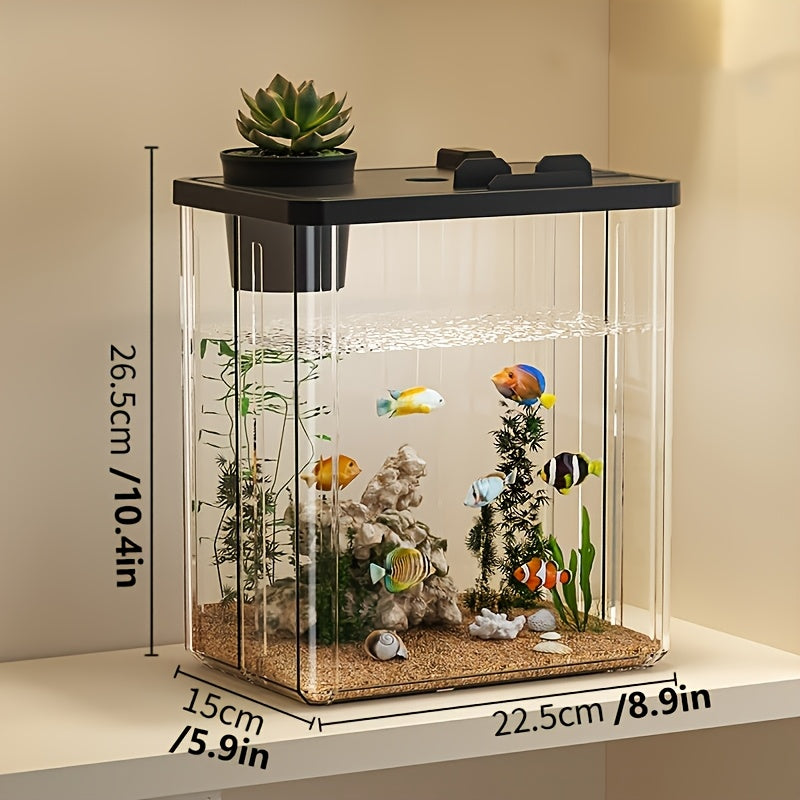 Aquarium de bureau - Aquarium en acrylique ultra-transparent pour poissons rouges, petits animaux et tortues, décoration idéale pour le bureau