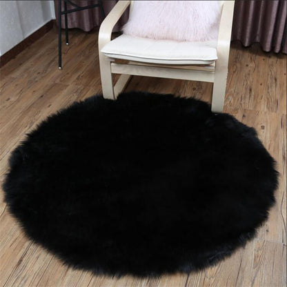 Tapis rond en fausse fourrure douce, imitation peau de mouton, pour salon et chambre