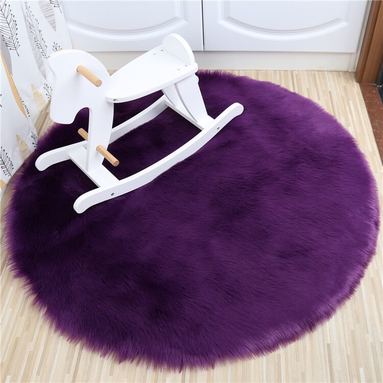 Tapis rond en fausse fourrure douce, imitation peau de mouton, pour salon et chambre