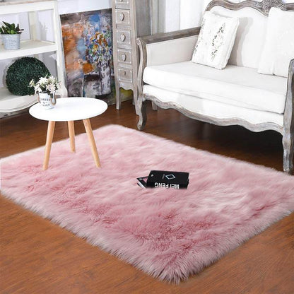 Tapis rond en fausse fourrure douce, imitation peau de mouton, pour salon et chambre