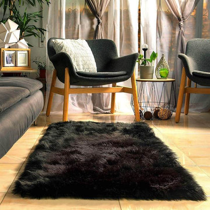 Tapis rond en fausse fourrure douce, imitation peau de mouton, pour salon et chambre