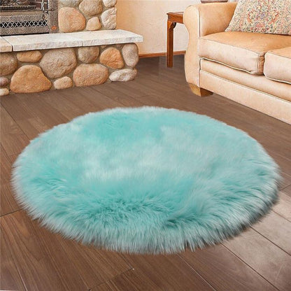 Tapis rond en fausse fourrure douce, imitation peau de mouton, pour salon et chambre