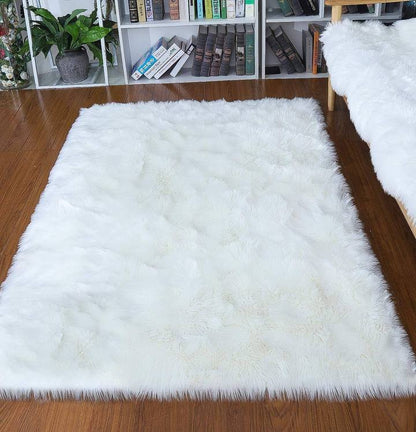Tapis rond en fausse fourrure douce, imitation peau de mouton, pour salon et chambre