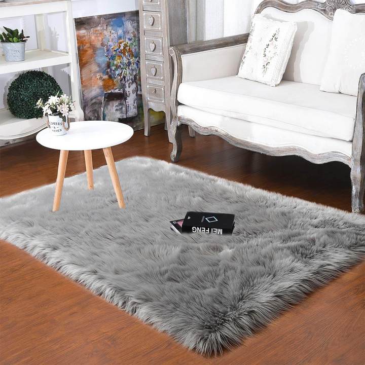 Tapis rond en fausse fourrure douce, imitation peau de mouton, pour salon et chambre