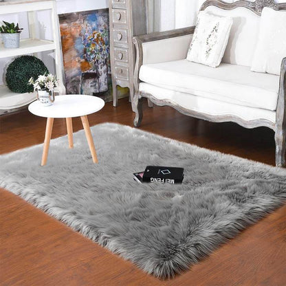 Tapis rond en fausse fourrure douce, imitation peau de mouton, pour salon et chambre