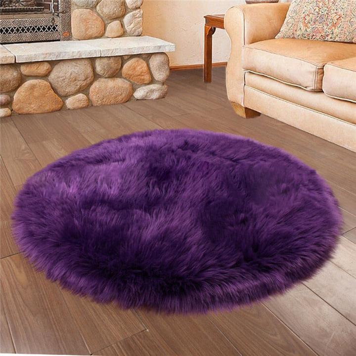 Tapis rond en fausse fourrure douce, imitation peau de mouton, pour salon et chambre