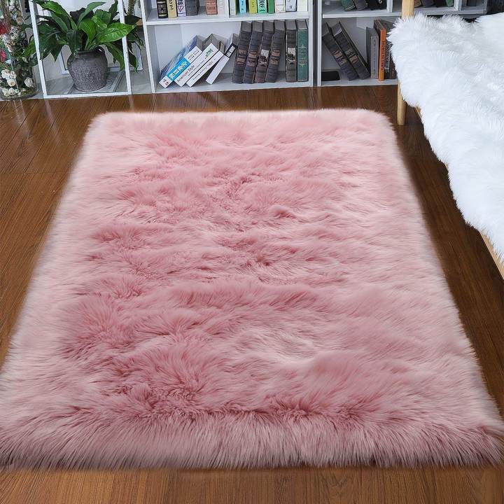 Tapis rond en fausse fourrure douce, imitation peau de mouton, pour salon et chambre