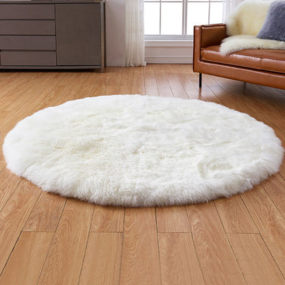 Tapis rond en fausse fourrure douce, imitation peau de mouton, pour salon et chambre