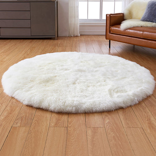 Tapis rond en fausse fourrure douce, imitation peau de mouton, pour salon et chambre