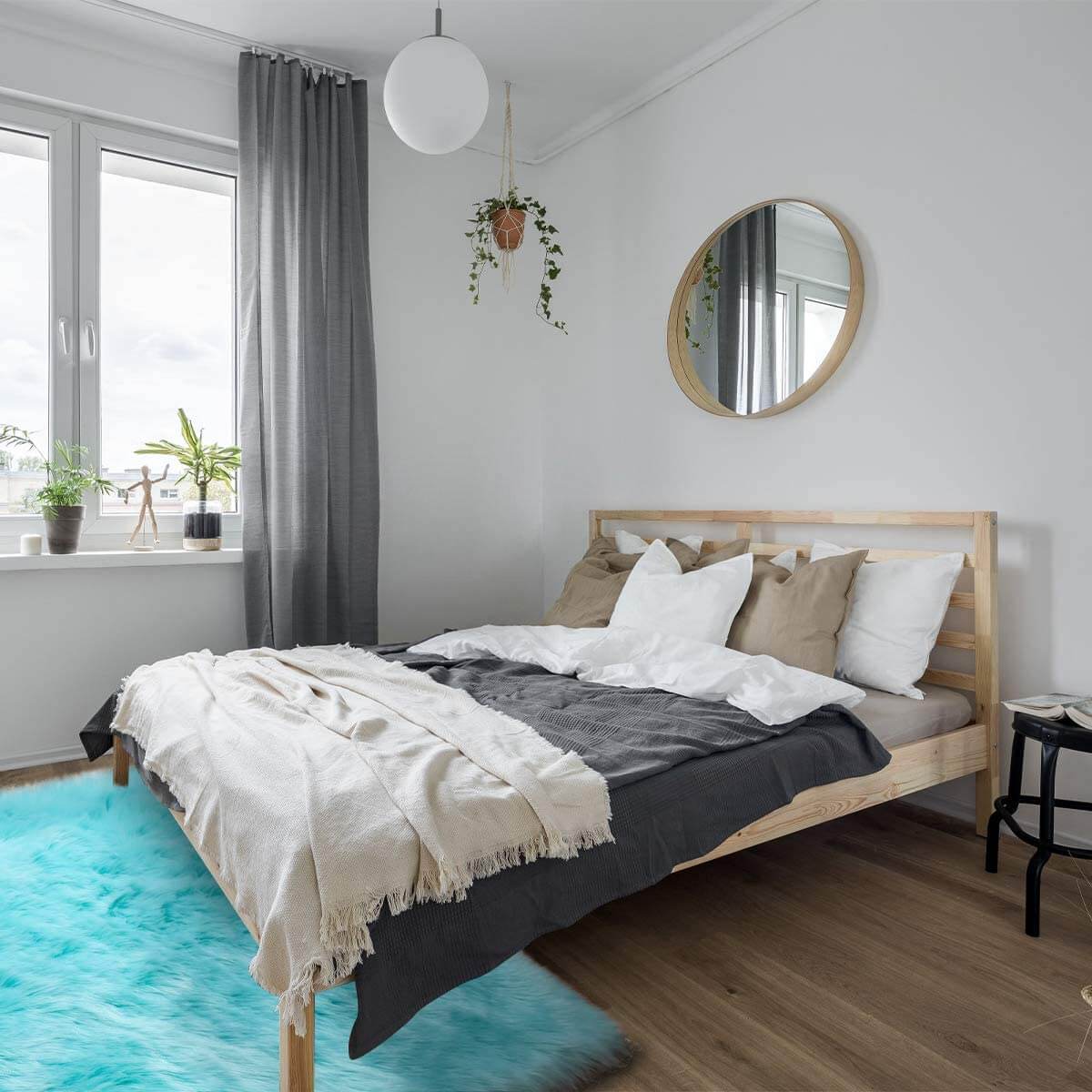 Tapis rond en fausse fourrure douce, imitation peau de mouton, pour salon et chambre