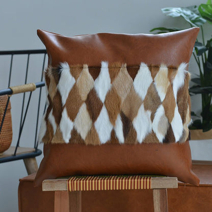 Coussin lombaire décoratif en fausse fourrure douce - 45 x 45 cm pour canapé