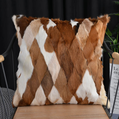 Coussin lombaire décoratif en fausse fourrure douce - 45 x 45 cm pour canapé