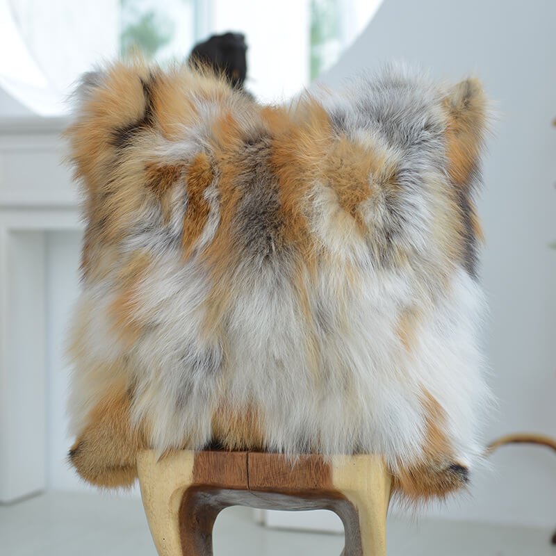 Coussin lombaire décoratif en fausse fourrure douce - 45 x 45 cm pour canapé