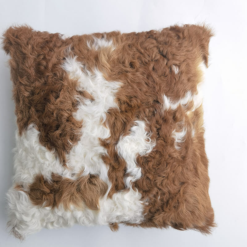 Coussin lombaire décoratif en fausse fourrure douce - 45 x 45 cm pour canapé