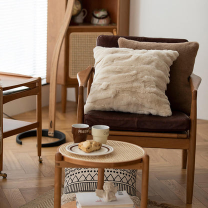 Coussin lombaire décoratif en fausse fourrure douce - 45 x 45 cm pour canapé