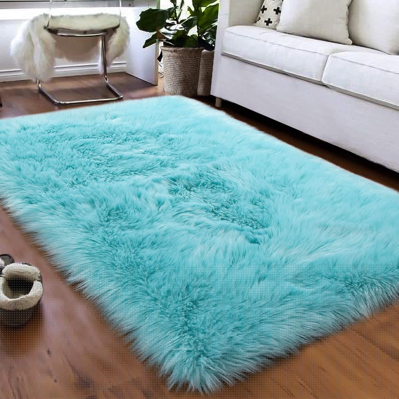 Tapis doux et moelleux en fausse laine - Tapis moelleux pour la décoration intérieure