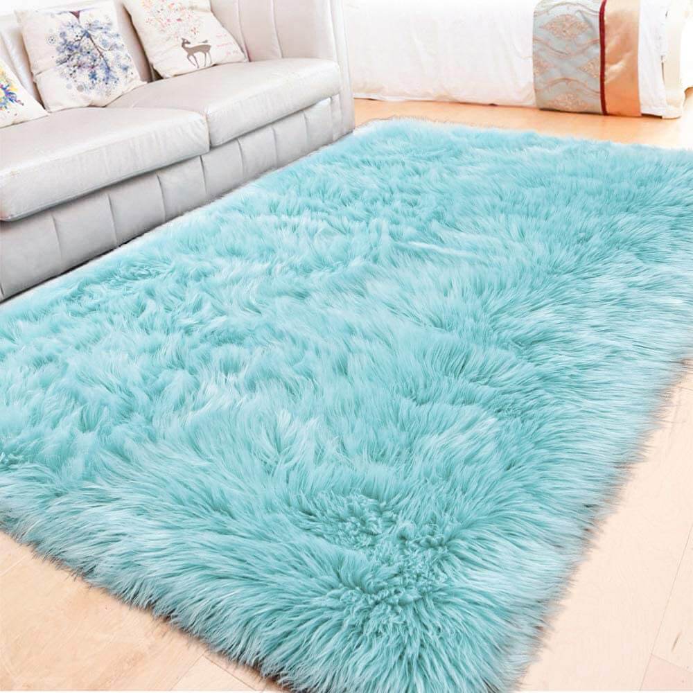 Tapis doux et moelleux en fausse laine - Tapis moelleux pour la décoration intérieure