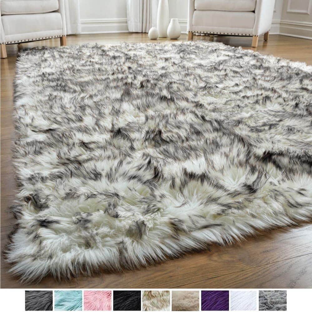 Tapis doux et moelleux en fausse laine - Tapis moelleux pour la décoration intérieure