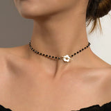 Elora - Flower Clasp Choker Necklace Black — crafted for everyday quality.