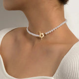 Elora - Flower Clasp Choker Necklace White — made with care and attention to detail.