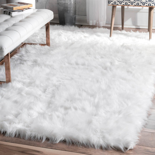 Tapis doux en fausse fourrure de mouton - Décoration moelleuse pour chambre et salon
