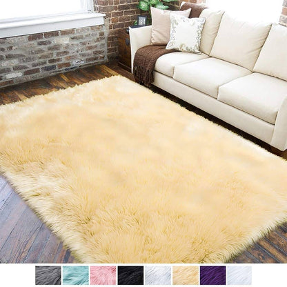 Tapis doux en fausse fourrure de mouton - Décoration moelleuse pour chambre et salon