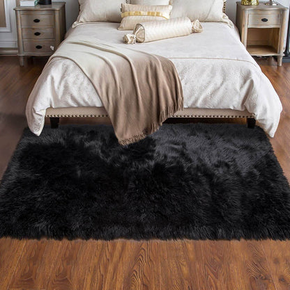 Tapis doux en fausse fourrure de mouton - Décoration moelleuse pour chambre et salon