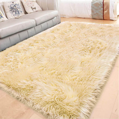 Tapis doux en fausse fourrure de mouton - Décoration moelleuse pour chambre et salon
