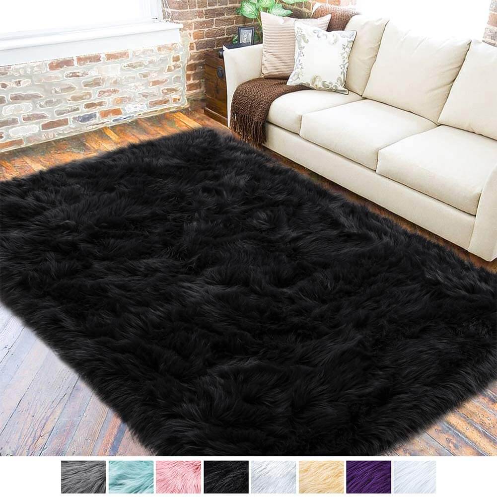 Tapis doux en fausse fourrure de mouton - Décoration moelleuse pour chambre et salon