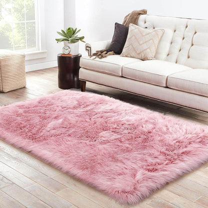 Tapis doux en fausse fourrure de mouton - Décoration moelleuse pour chambre et salon