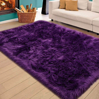Tapis doux en fausse fourrure de mouton - Décoration moelleuse pour chambre et salon