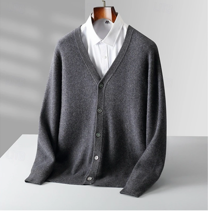 Cardigan Knop-Up pour Hommes avec Klassieke V-Hals – Comfortabele Pasvorm