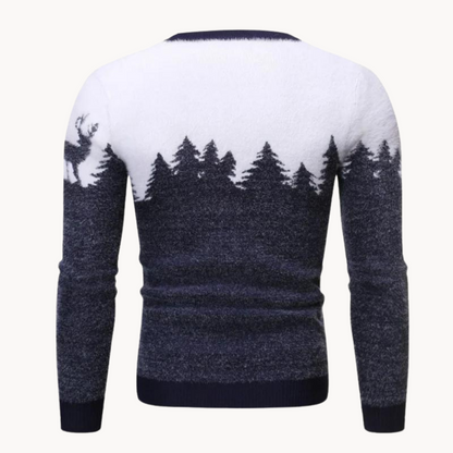 Herren Festlicher Strickpullover | Weihnachtsbaum- und Rentierdesign