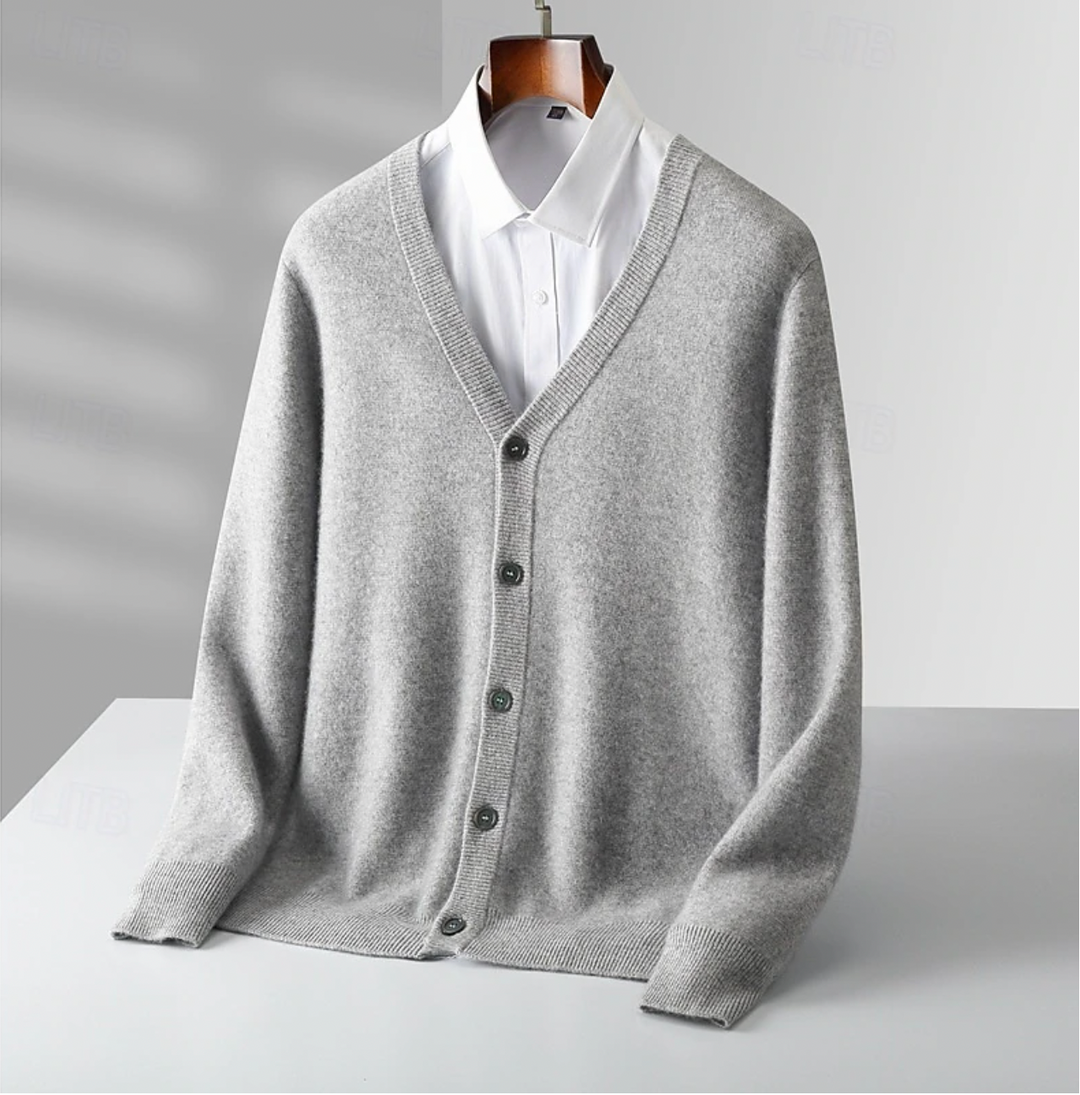 Cardigan Knop-Up pour Hommes avec Klassieke V-Hals – Comfortabele Pasvorm