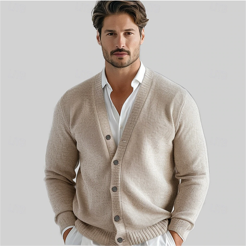 Cardigan Knop-Up pour Hommes avec Klassieke V-Hals – Comfortabele Pasvorm
