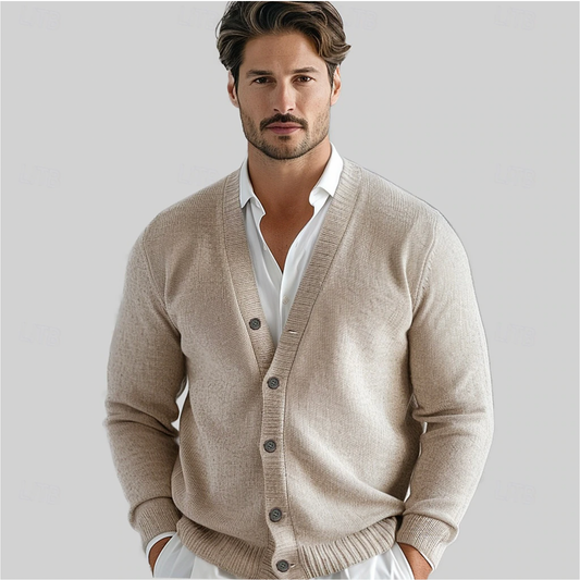 Cardigan Knop-Up pour Hommes avec Klassieke V-Hals – Comfortabele Pasvorm