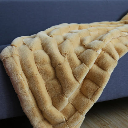 Plaid en fausse fourrure de luxe - Couverture douce et confortable (127 x 152 cm)