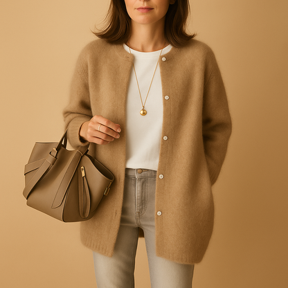 Dames Strickjacke mit Frontknöpfen et langen Ärmeln 