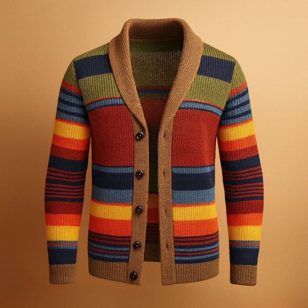 Cardigan épais en tricot pour hommes avec boutons – Vintage Stijl