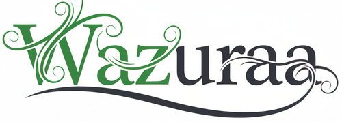 Generate a logo for Wazuraa should contain hair and green text half black