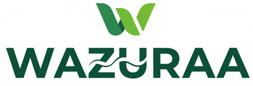 Generate a logo with Wazuraa should be in green and black and white background