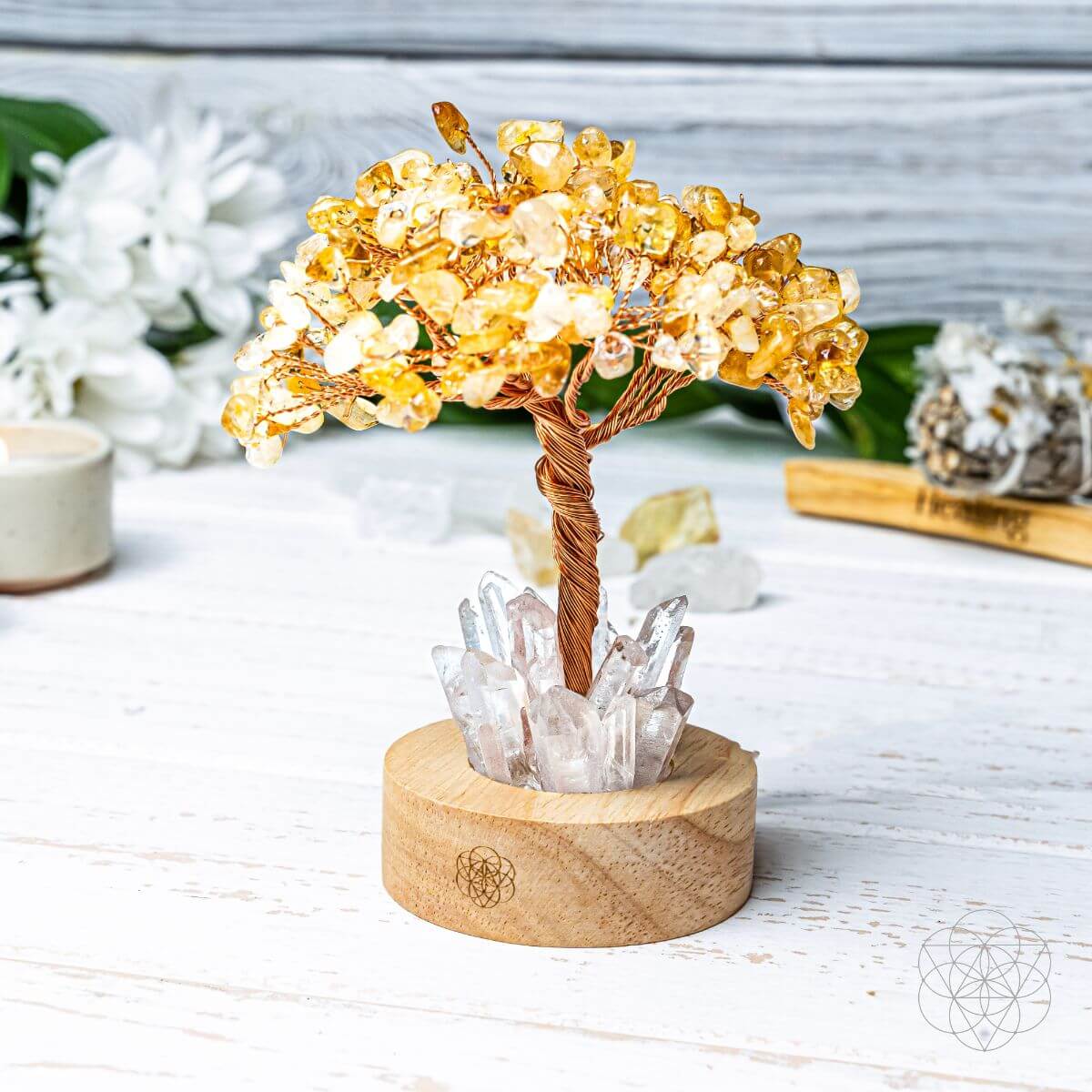 Citrine Tree Night Lamp - Golden Wealth Decor for Home and Office, Feng Shui Gift