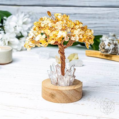 Citrine Tree Night Lamp - Golden Wealth Decor for Home and Office, Feng Shui Gift