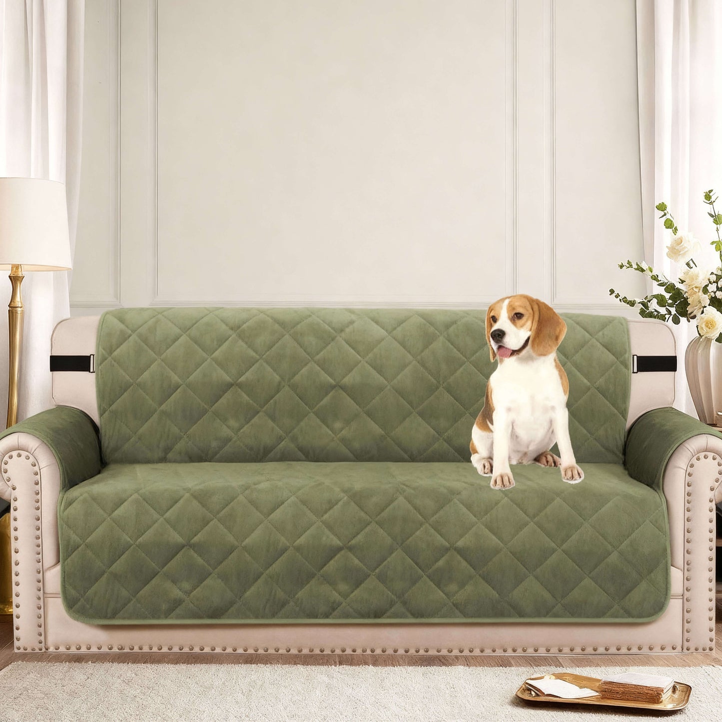 Washable Velvet Sofa Cover for 3-Seater Couch - Non-Slip Pet Protector