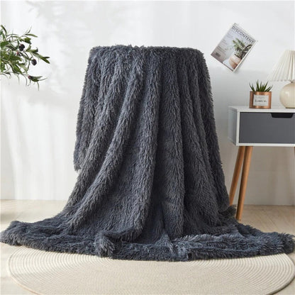 Cozy Fuzzy Faux Fur Throw Blanket for Home Decor & Warmth