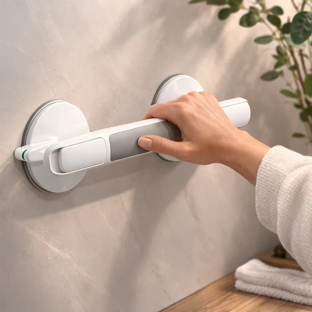 Handgriff für Dusche, Badewanne oder Toilette | Saugnapfgriff für Senioren ohne Bohren | SeniGrip