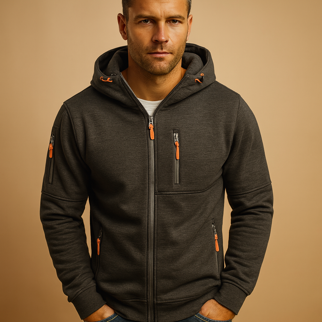Hommes Zip Hoodie avec Verstelbare Kap