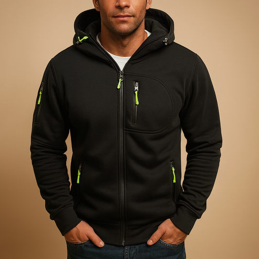 Hommes Zip Hoodie avec Verstelbare Kap