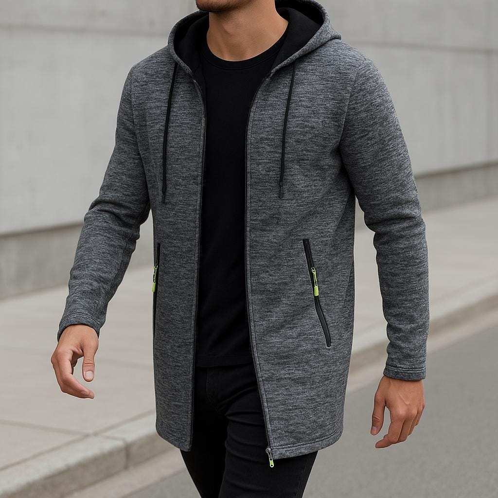 Herren Fleecegefütterte Kapuzenjacke mit Reißverschluss | Veste de sport d'hiver