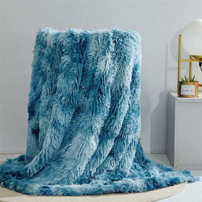 Cozy Fuzzy Faux Fur Throw Blanket for Home Decor & Warmth